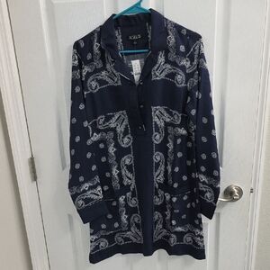 J. Crew Navy Blue Paisley Shirt Dress Nwt! Size 0